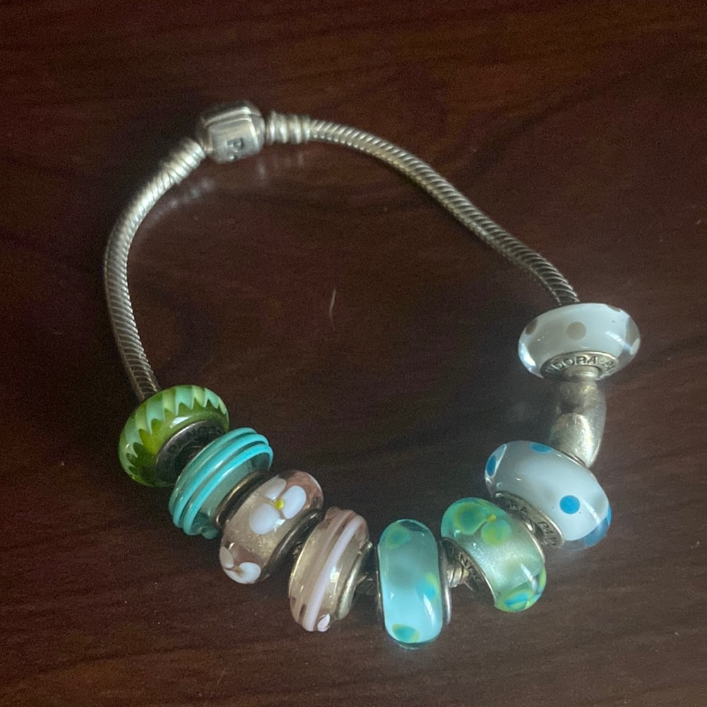 Pandora clasp bracelet with 9 charms